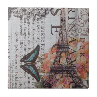 Vintage Zeitungsskripte Paris eiffel Turm Fliese