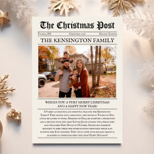 Vintage Zeitungsvorlage Flat Holiday Card Feiertagskarte