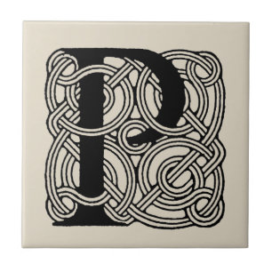 Vintage-Zellknoten-Monogramm Buchstabe P Druck Fliese