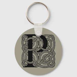 Vintage-Zellknoten-Monogramm Buchstabe P Druck Schlüsselanhänger