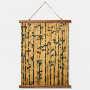 Vintage Zen Wald Bambus Wandteppich Mit Holzrahmen