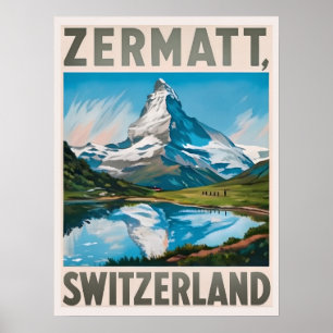 Vintage Zermatt Schweiz Matterhorn Poster