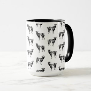 Vintage-Ziegen-Druckmuster INDIVIDUELLE HINTERGRUN Tasse