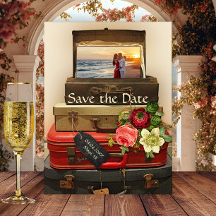 Vintage Zieladresse Save the Date Postkarte