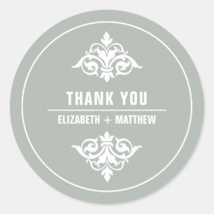 Vintage Ziergraue Hochzeit Vielen Dank Runder Aufkleber