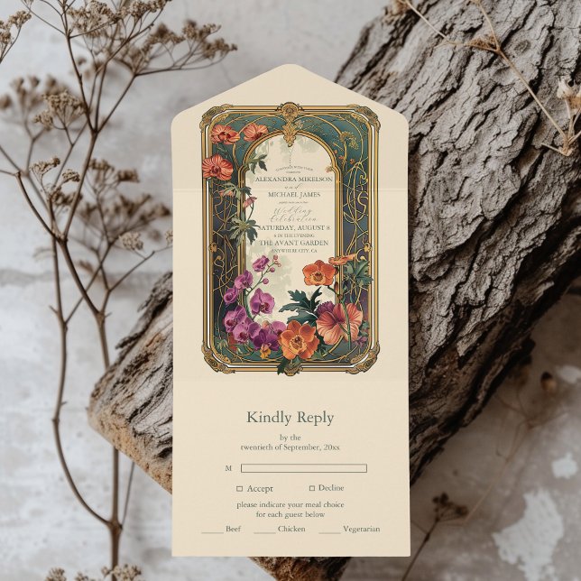 Vintage Zierpflanzenhochzeit All In One Einladung (Von Creator hochgeladen)