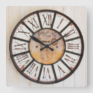 VINTAGE-ZIFFERBLATT römische Ziffern Quadratische Wanduhr
