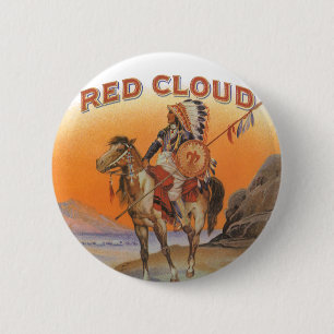 Vintage Zigar Label Art, Red Cloud Indian on Horse Button