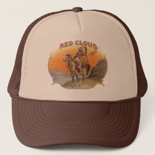 Vintage Zigar Label Art, Red Cloud Indian on Horse Truckerkappe