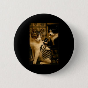 Vintage-Zigarettenkatze raucht Tattoo tätowierter Button