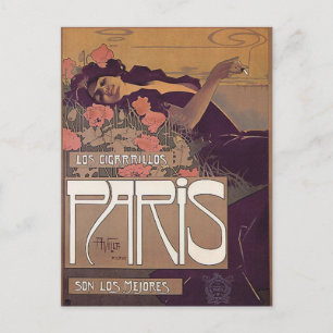 Vintage Zigarettenwerbung in Paris Postkarte