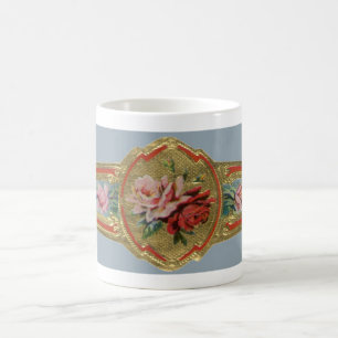 Vintage-Zigarrenband-Etikettenkunst, Rosenblumen Kaffeetasse
