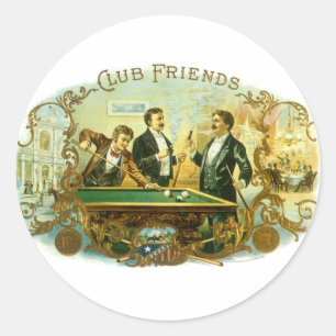 Vintage-Zigarrenetiketten-Kunst, Club Friends Bill Runder Aufkleber