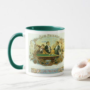 Vintage-Zigarrenetiketten-Kunst, Club Friends Bill Tasse