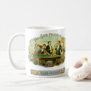 Vintage-Zigarrenetiketten-Kunst, Club Friends Bill Tasse