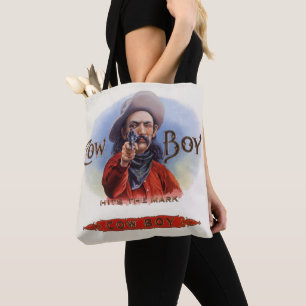 Vintage-Zigarrenetiketten-Kunst, Cowboy trifft ins
