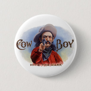 Vintage-Zigarrenetiketten-Kunst, Cowboy trifft ins Button