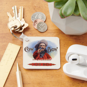 Vintage-Zigarrenetiketten-Kunst, Cowboy trifft ins Schlüsselanhänger