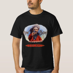 Vintage-Zigarrenetiketten-Kunst, Cowboy trifft ins T-Shirt