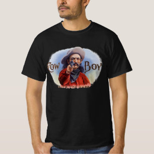Vintage-Zigarrenetiketten-Kunst, Cowboy trifft ins T-Shirt