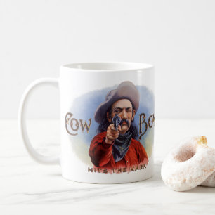 Vintage-Zigarrenetiketten-Kunst, Cowboy trifft ins Tasse