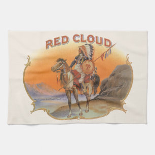 Vintage-Zigarrenetiketten-Kunst, Red Cloud Indiane Geschirrtuch
