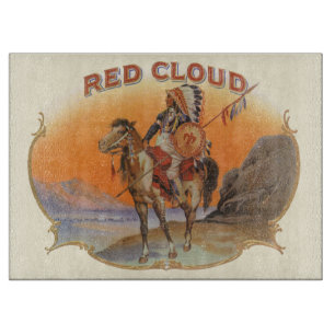 Vintage-Zigarrenetiketten-Kunst, Red Cloud Indiane Schneidebrett