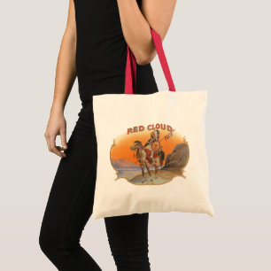Vintage-Zigarrenetiketten-Kunst, Red Cloud Indiane Tragetasche