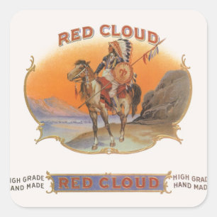 Vintage-Zigarrenetiketten-Kunst, Rothcloud-Indiane Quadratischer Aufkleber