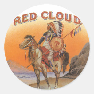 Vintage-Zigarrenetiketten-Kunst, Rothcloud-Indiane Runder Aufkleber