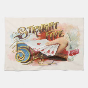 Vintage-Zigarrenetiketten-Kunst Straight Flush mit Geschirrtuch