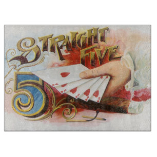 Vintage-Zigarrenetiketten-Kunst Straight Flush mit Schneidebrett
