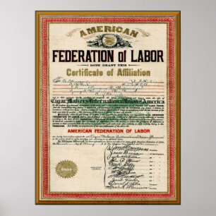 Vintage Zigarrenhersteller AFL-Gewerkschaftsstatut Poster