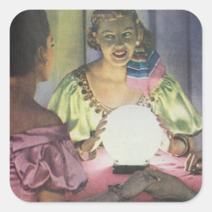 Vintage-Zigeuner-Wahrsager-Séance Quadratischer Aufkleber