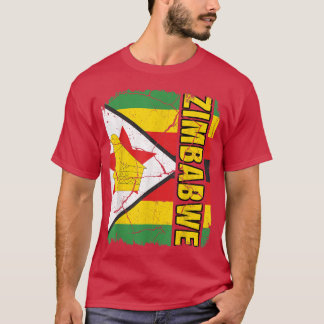 Vintage Zimbabwean Flag Zimbabwe Pride Roots Herit T-Shirt