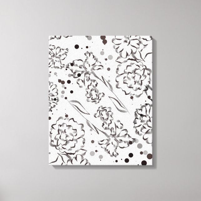 Vintage Zinnia-Blume Zeichnend Leinwanddruck (Vorderseite)