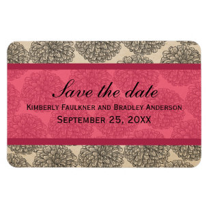 Vintage Zinnia Save-the-Date-Magnet, Rosa Magnet
