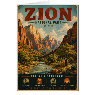 Vintage Zion National Park Landschaft mit T