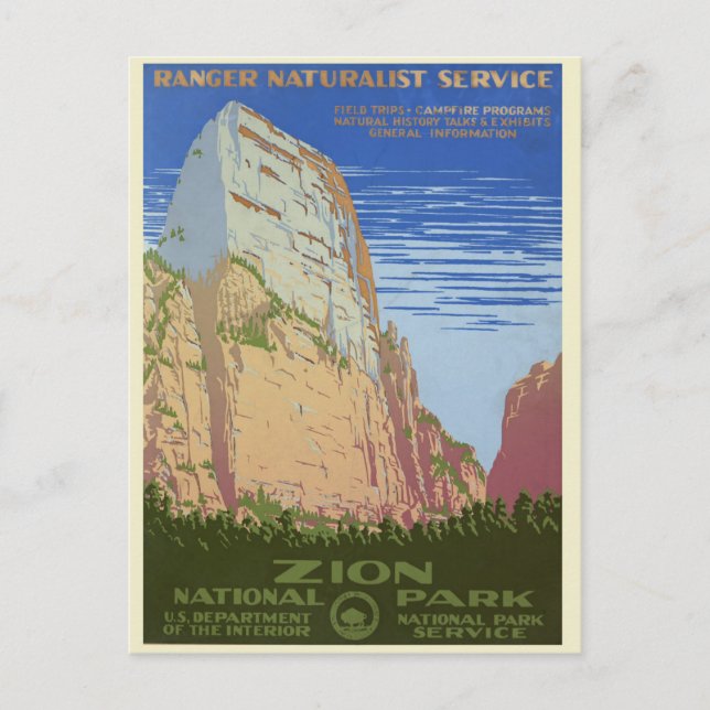 Vintage Zion Nationalpark Reisen Postkarte (Vorderseite)