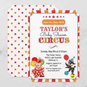 Vintage-Zirkus-Baby-Shower-Einladung Einladung