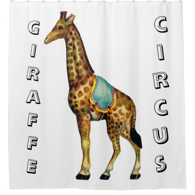 Vintage Zirkus-darstellende Giraffe Duschvorhang (Vorderseite)