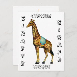 Vintage Zirkus-darstellende Giraffe Mitteilungskarte