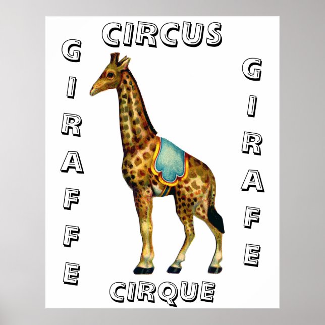 Vintage Zirkus-darstellende Giraffe Poster (Vorne)