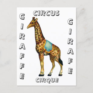 Vintage Zirkus-darstellende Giraffe Postkarte