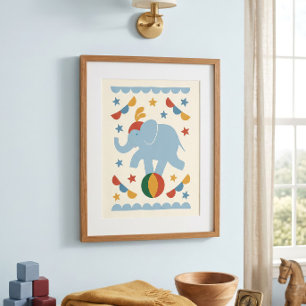 Vintage-Zirkus-Elefanten-Kinderzimmer-Druck Poster