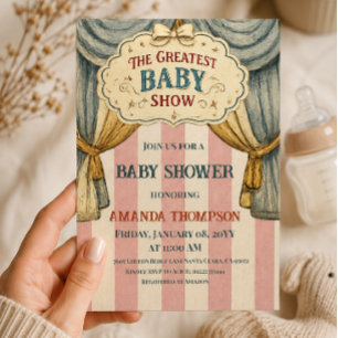 Vintage-Zirkus Greatest Baby Show Baby Shower Einladung