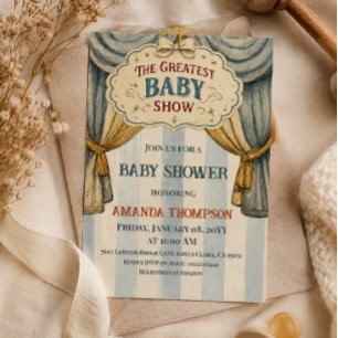 Vintage-Zirkus Greatest Baby Show Jungen-Baby-Part Einladung