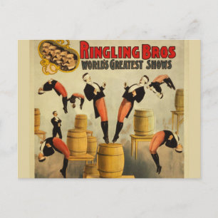 Vintage Zirkus Jahrmarktposter Postkarte
