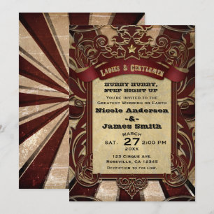Vintage Zirkus-Karneval Elegante Showtime-Hochzeit Einladung