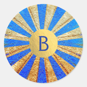 Vintage Zirkus Karneval Königlich Blau Goldfolie P Runder Aufkleber